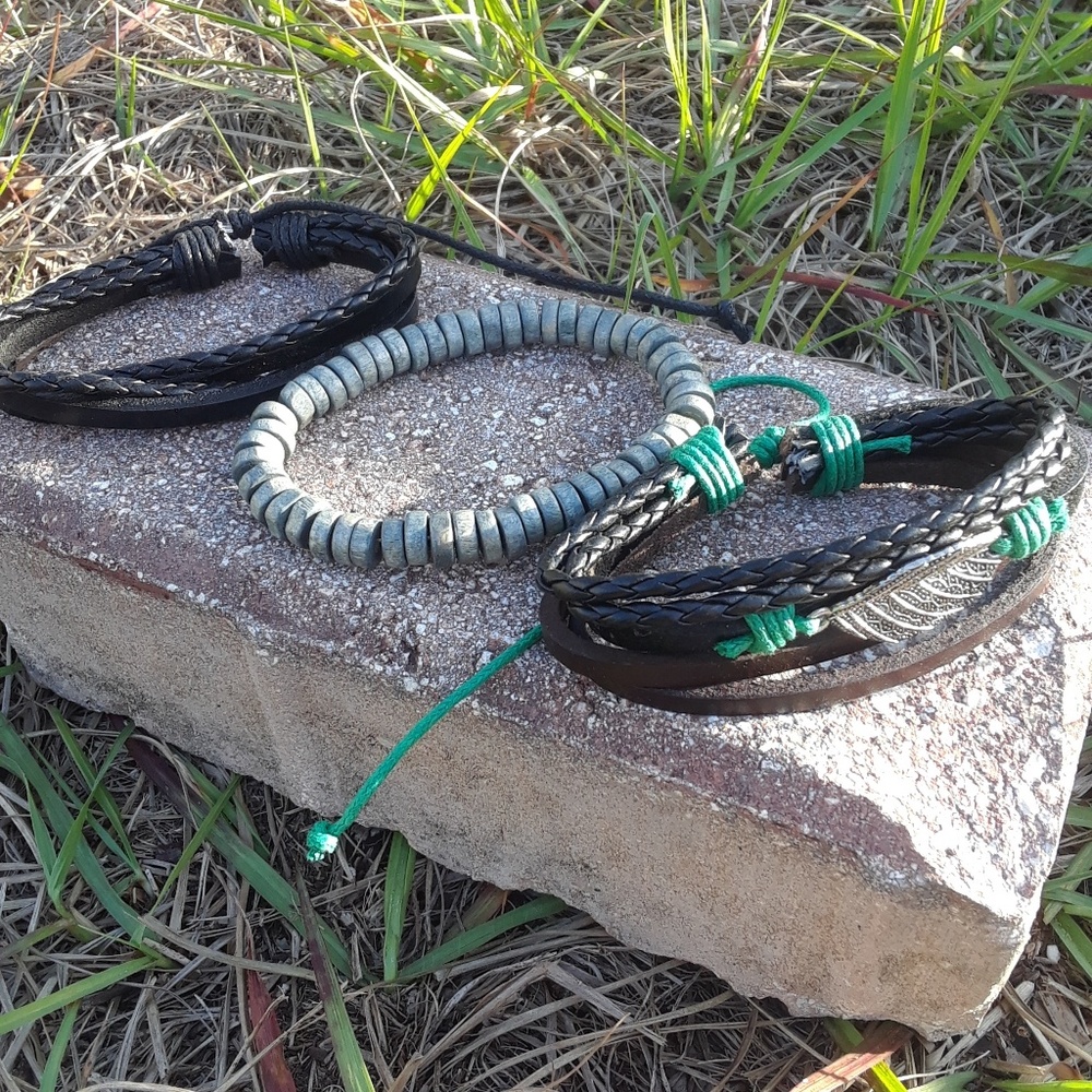 🆕Earthy multi layer leather bracelet set - Picture 5 of 6